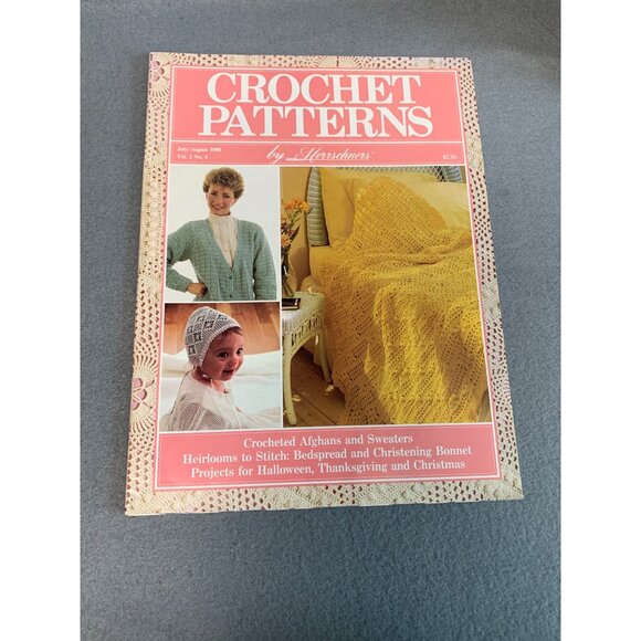 Vintage Crochet Patterns By Herrschners 1988 3 Magazines Afghans Sweaters - Picture 3 of 5